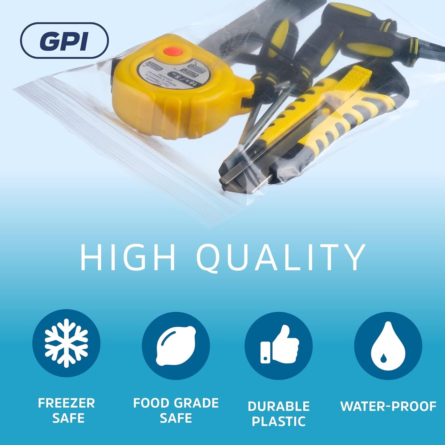 Clear Plastic Reclosable Zip Bags - Bulk GPI Pack of 500 6" x 9" 4 mil Thick Heavy Duty, Strong & Durable Poly Baggies with Resealable Zipper Lock For Travel, Storage, Packaging & Shipping.