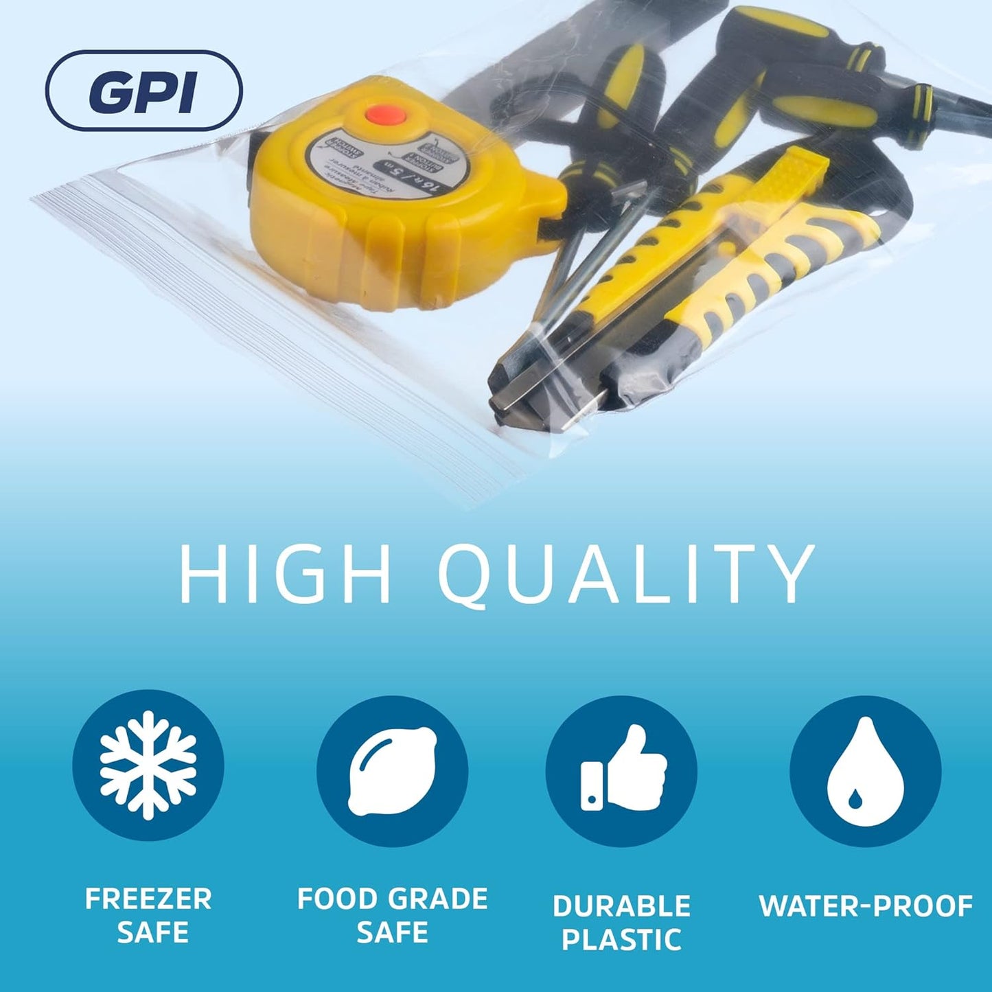 Clear Plastic Reclosable Zip Bags - Bulk GPI Pack of 100 6" x 8" 4mil Thick Heavy Duty, Strong & Durable Poly Baggies With Resealable Zipper Lock For Travel, Storage, Packaging & Shipping.
