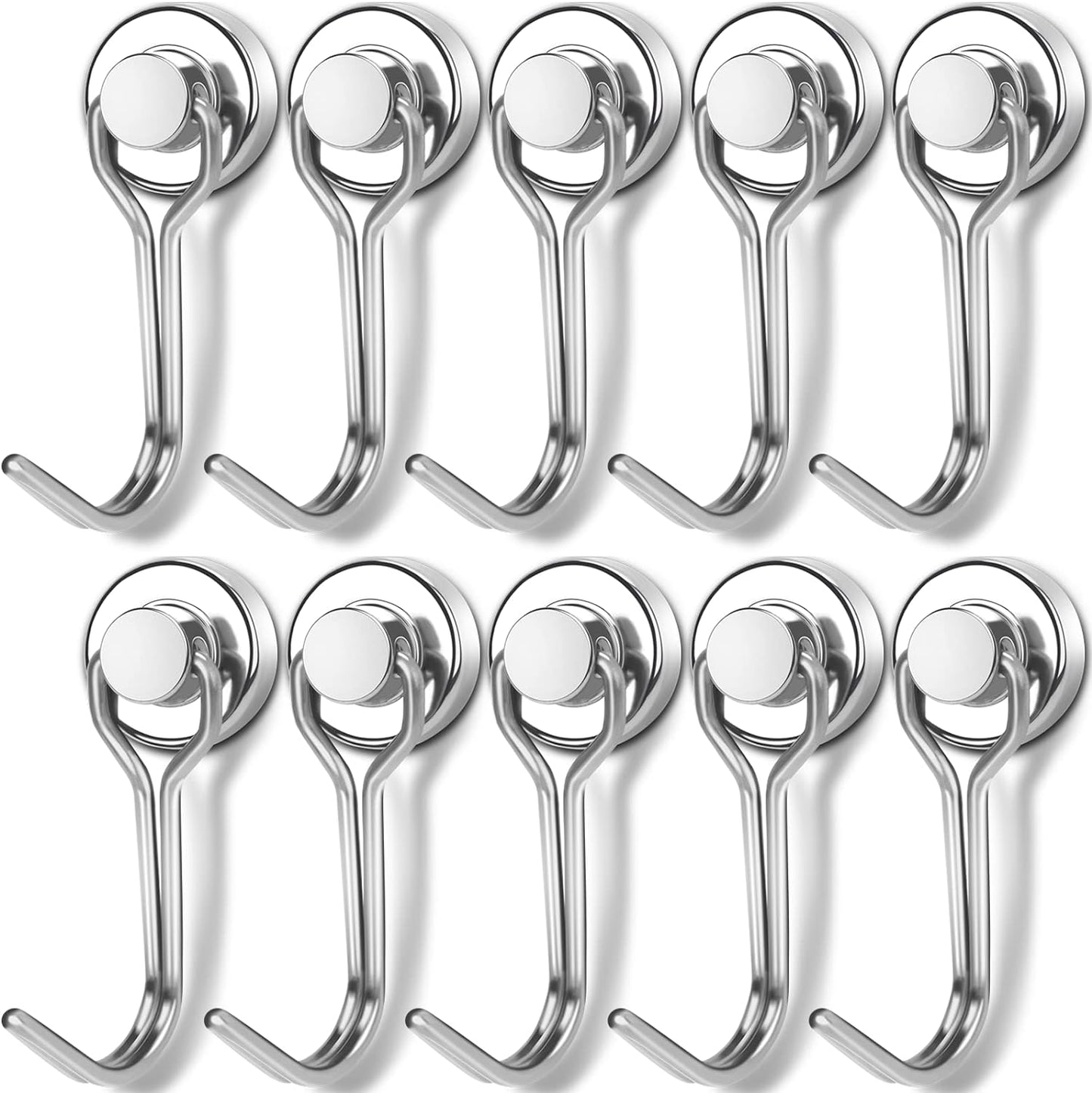 E BAVITE Swivel Swing Magnetic Hooks, 30LBS Powerful Strong Magnetic Hooks Perfect for Refrigerator, Kitchen,Pack of 10 Silver