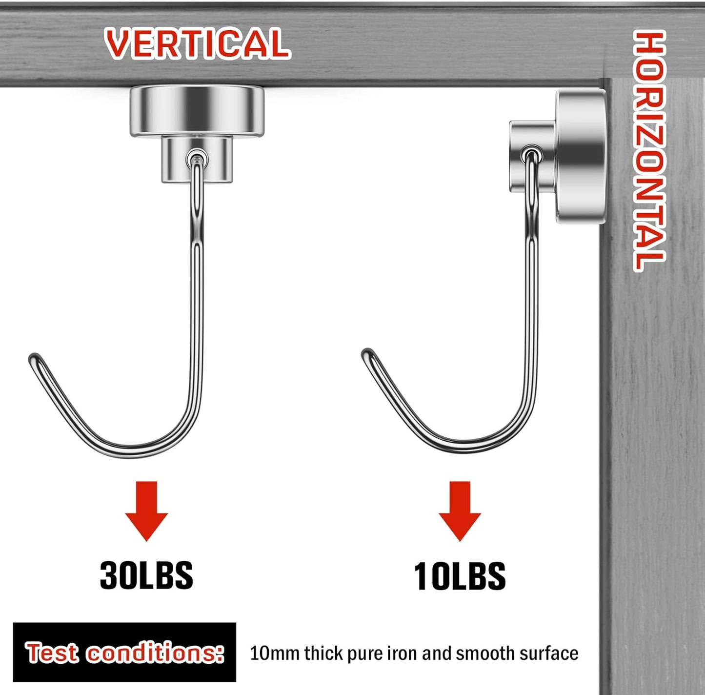 FINDMAG 100 Pack Magnetic Hooks, 30lbs+ Magnetic Hooks for Cruise Cabins, Heavy Duty Strong Neodymium Swivel Swing Hooks for Refrigerator, Grill, Home Supplies, Kitchen Organization - Silver