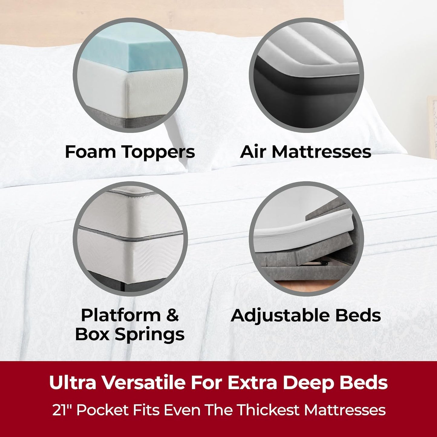 Mellanni Extra Deep Twin XL Sheets - 3 PC Iconic Collection Bedding - Luxury, Ultra Soft, Cooling Bed Sheets - Wrinkle, Fade, Stain Resistant (Twin Extra Long, Laced Sky Blue)