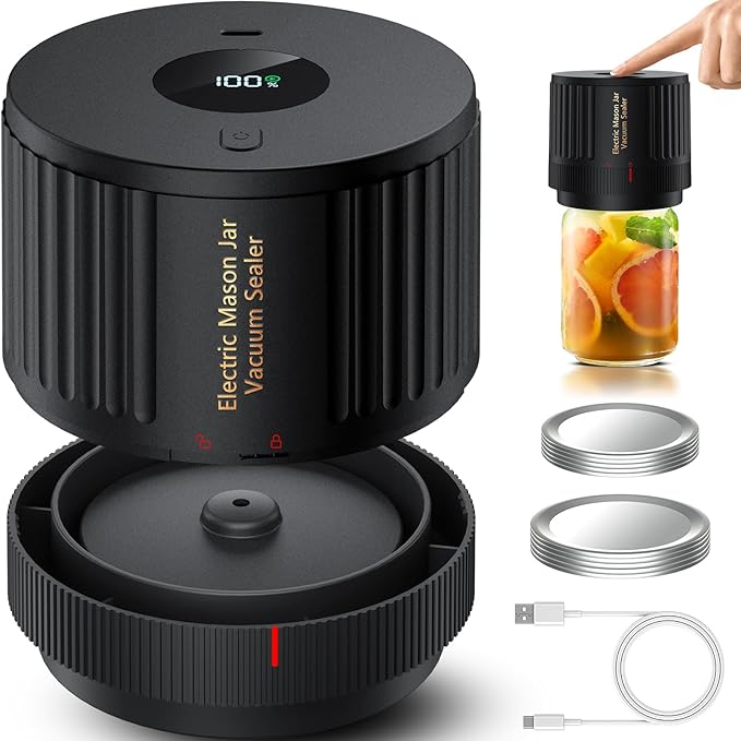 Electric Mason Jar Vacuum Sealer Kit for Wide Mouth and Regular Mouth Mason Jars