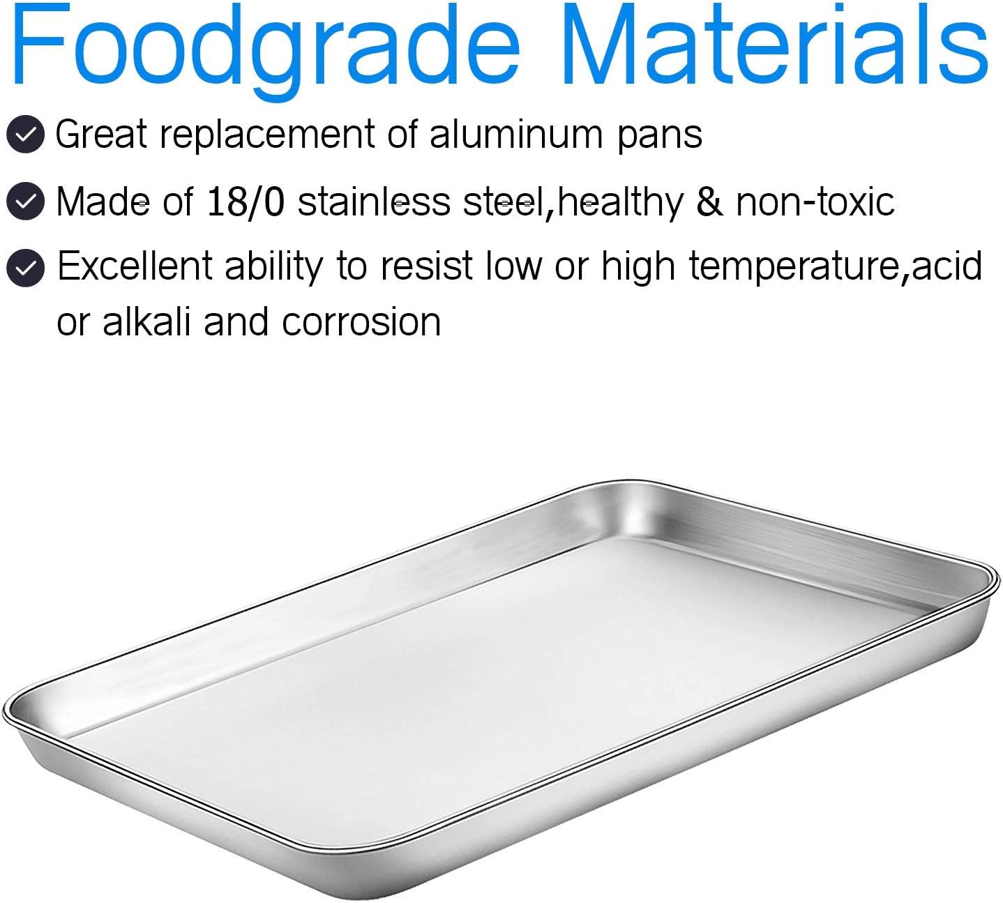 Cookie Sheet and Cooling Rack Set, 16 inch Stainless Steel Baking Pan with a Rack, Professional Bakeware, Healthy & Non-toxic & Rustproof & Easy Clean & Dishwasher Safe