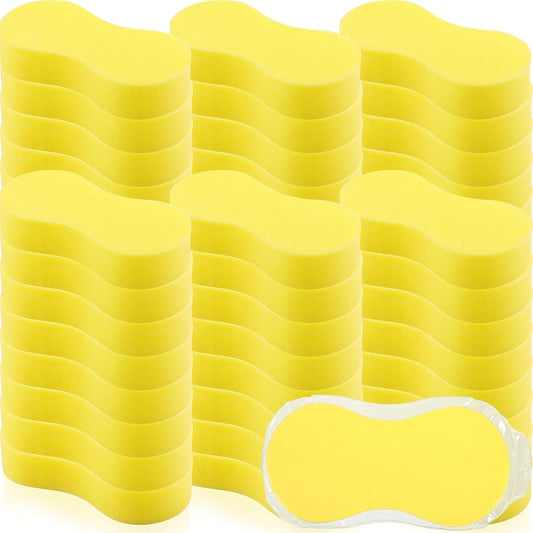 Vesici 48 Pack Large Sponges Bulk Multi-Purpose Extra Large Sponge for Washing Cars Field Day Water Games Household Cleaning Car Boat Bike Kitchen Bathroom Vacuum Compressed Packing (Bright Yellow)
