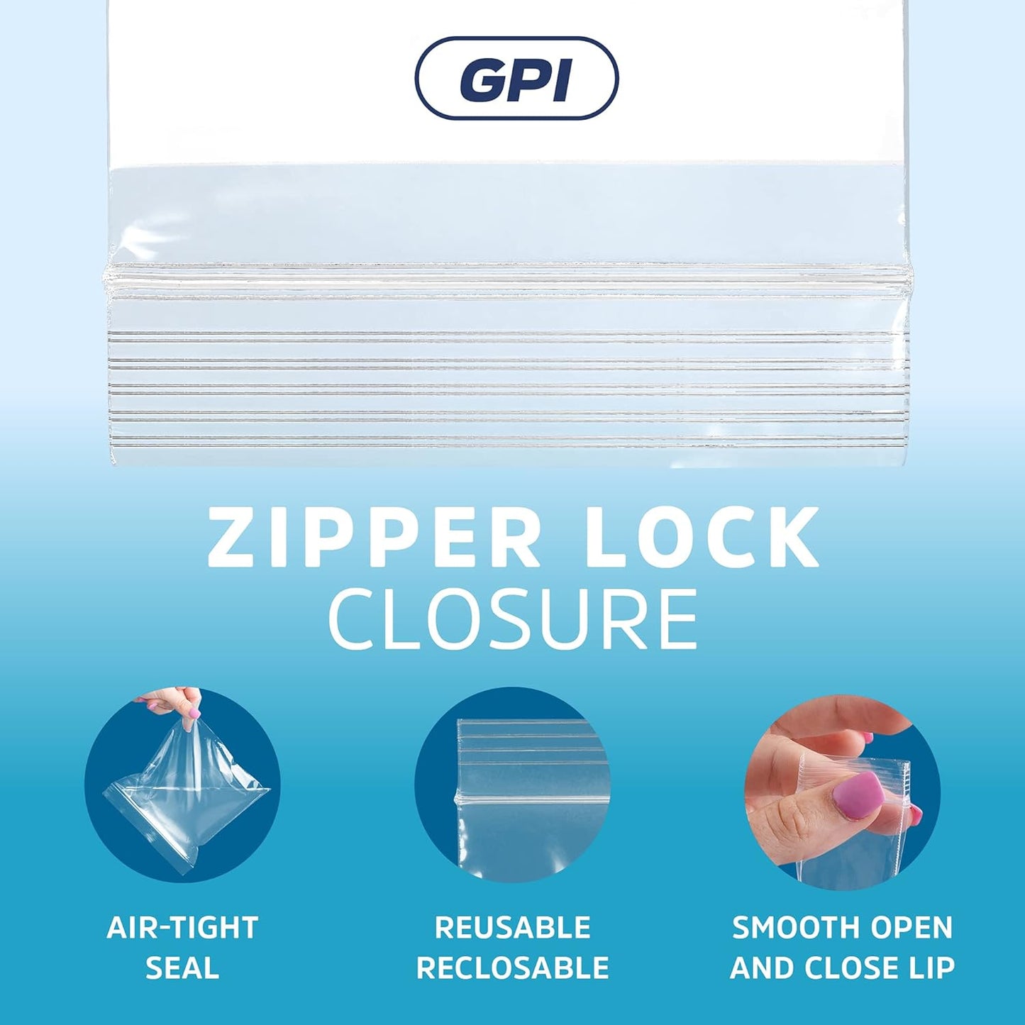 12" x 12" Large Zip Bags, 2 Mil Thick Clear Plastic Reclosable Zipper Lock Bags with Write-on White Block, with Resealable Zip Top Lock for Food Storage & Office Supplies, 500 Count