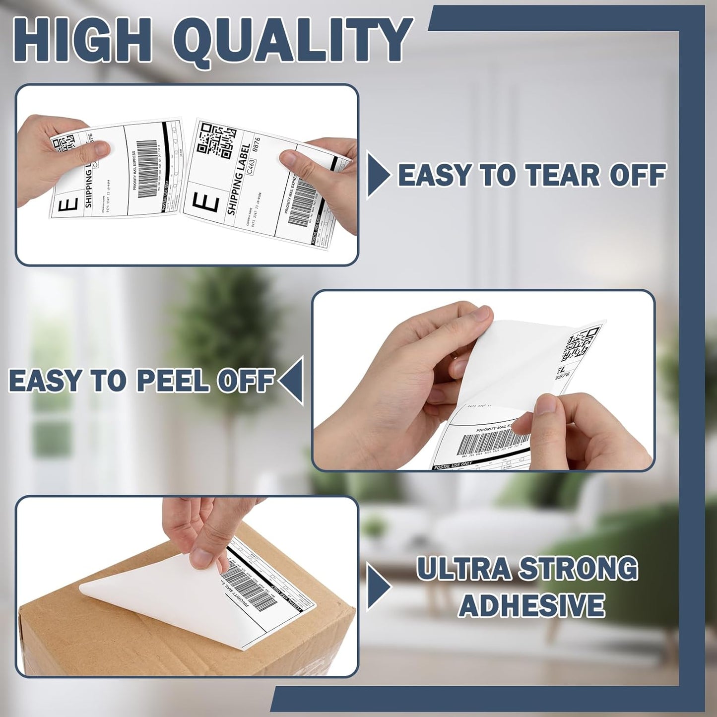 JTIEO 2" x 4" Sticker Labels Direct Thermal Labels 100Pcs Shipping Label, Compatible with Zebra & Rollo Label Printer.