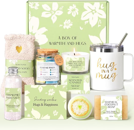 Self Care Get Well Soon Gift Baskets for Women, 8pcs Christian Birthday Gifts for Women Inspirational Christmas Ideas for Mom Her Friend, Care Package After Surgery Thinking of You Sympathy Box