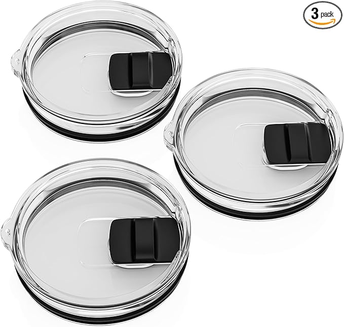 20 oz Tumbler Lid for YETI, Replacement Lid for YETI, 3 Pack Magnetic Travel Spill Proof Cup Covers with Slide Switch for 20 oz Tumbler & 10oz Lowball, 10 oz Mug, BPA Free (3 Pack)