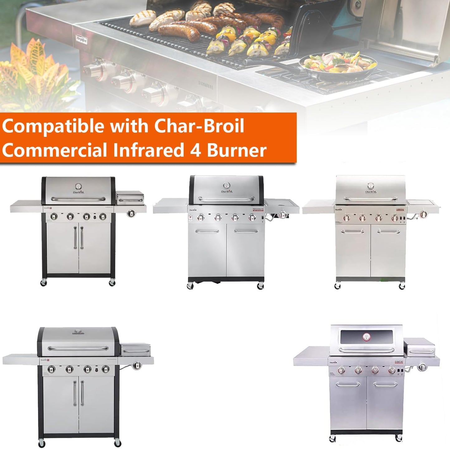 DELSbbq Grill Grates and Emitter Plates for Charbroil Commercial Infrared 4 Burner 463242715 463242716 463276016 466242715 466242716 466242815 466242816 463257520 463255020, G533-0009-W1 G533-2200-W1