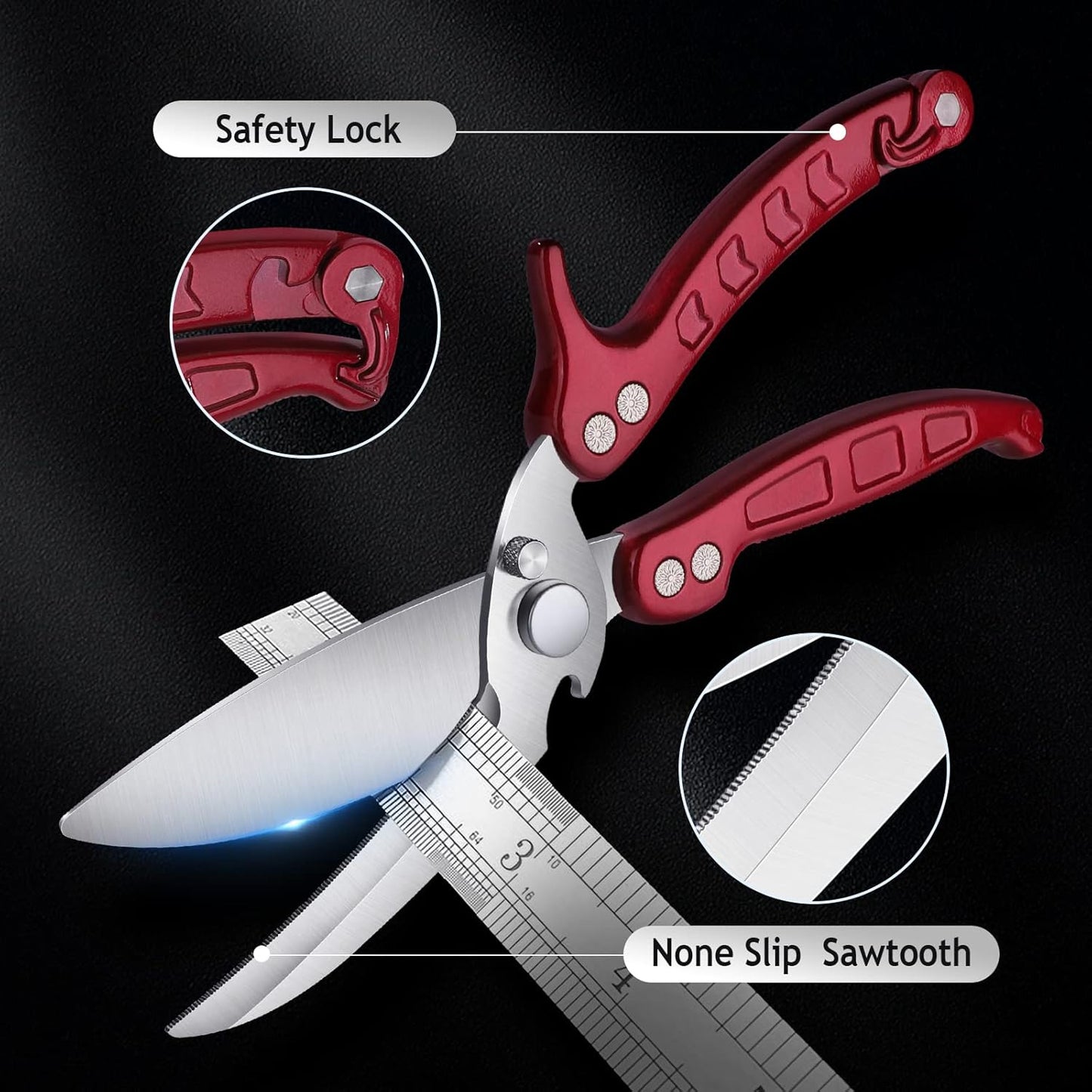 DRAGON RIOT Heavy Duty Poultry Shears - A Must Have Kitchen Shears for Chicken and Meat Cutting - Dishwasher Safe and Stainless Food Kitchen Scissors for Thanksgiving
