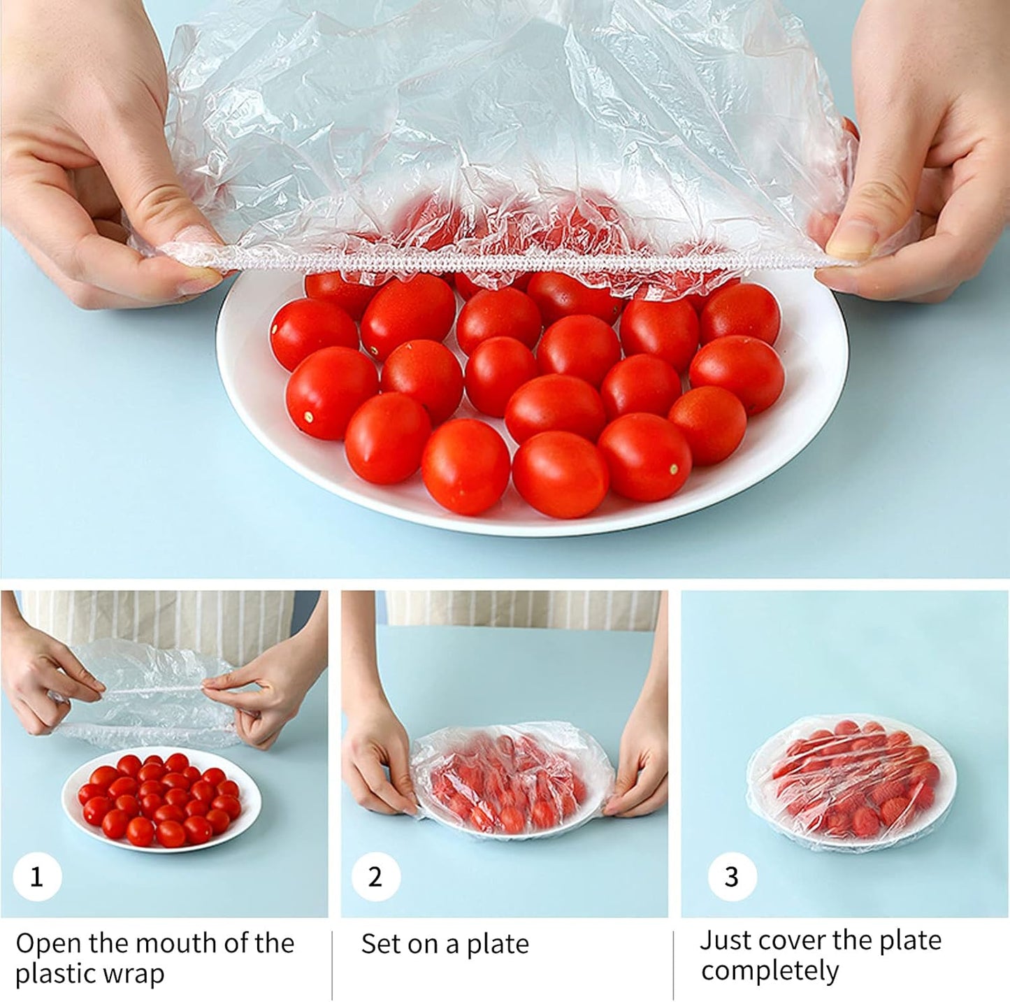 Homelove 200pcs Plastic Bowl Covers Food Cover Dish Covers, Reusable Elastic Stretch Fresh Keeping Bags, Kitchen Dining Plate Bread Proofing Food Storage Covers, Universal Kitchen Plastic Wrap