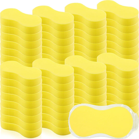 Vesici 60 Pack Large Sponges Bulk Multi-Purpose Extra Large Sponge for Washing Cars Field Day Water Games Household Cleaning Car Boat Bike Kitchen Bathroom Vacuum Compressed Packing (Bright Yellow)