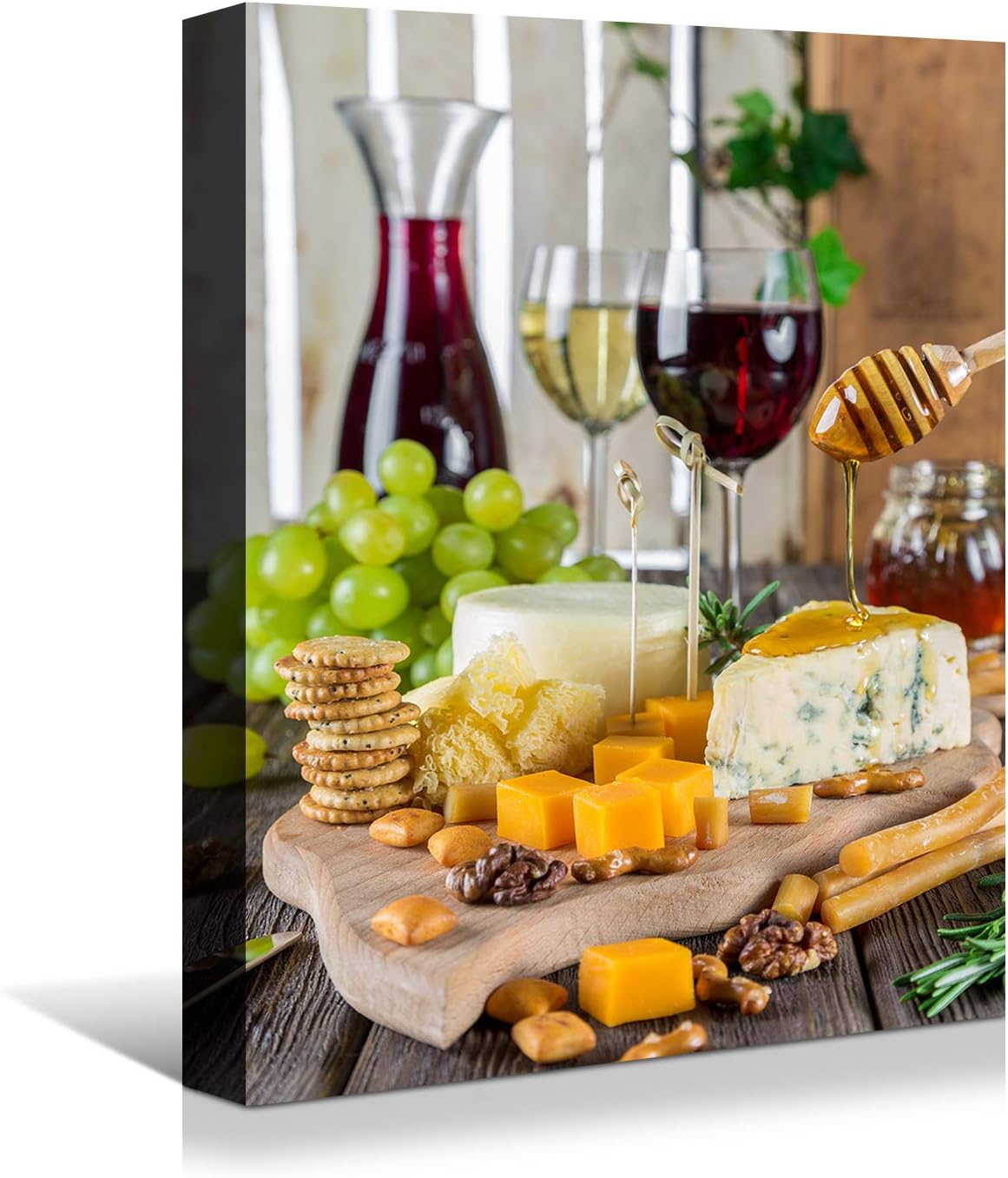 Looife Cajun Kitchen Wall Art, 20x30 inch Boho Kitchen Canvas Wall Decor - Modern Art Deco Print with Wine & Food Motif, Ready to Hang for Dining Room & Bar