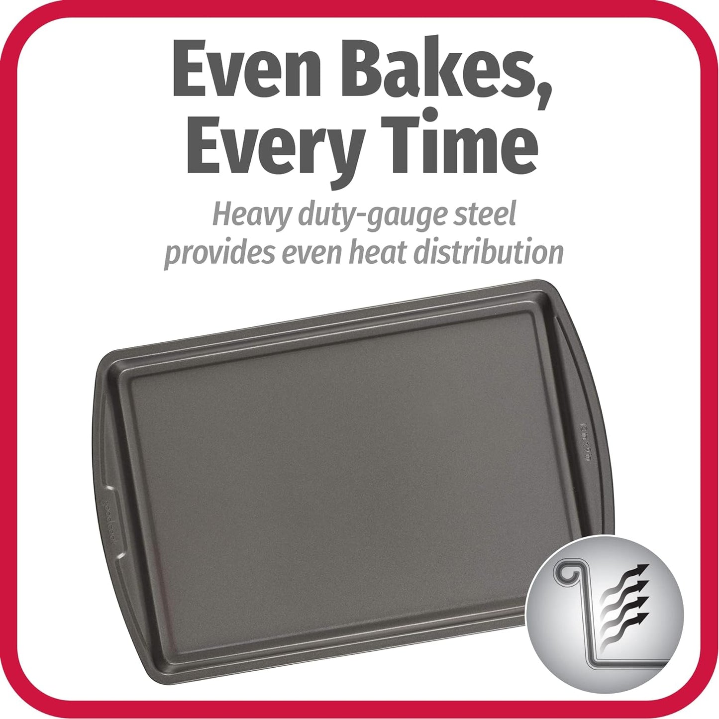 GoodCook Everyday Nonstick Carbon Steel 13” x 9” Baking Sheet Set, 3 Pack – Standard-Sized Carbon Steel Cooking Pans, Bakeware Set, Cookie Sheets for Baking, Oven Pan Set