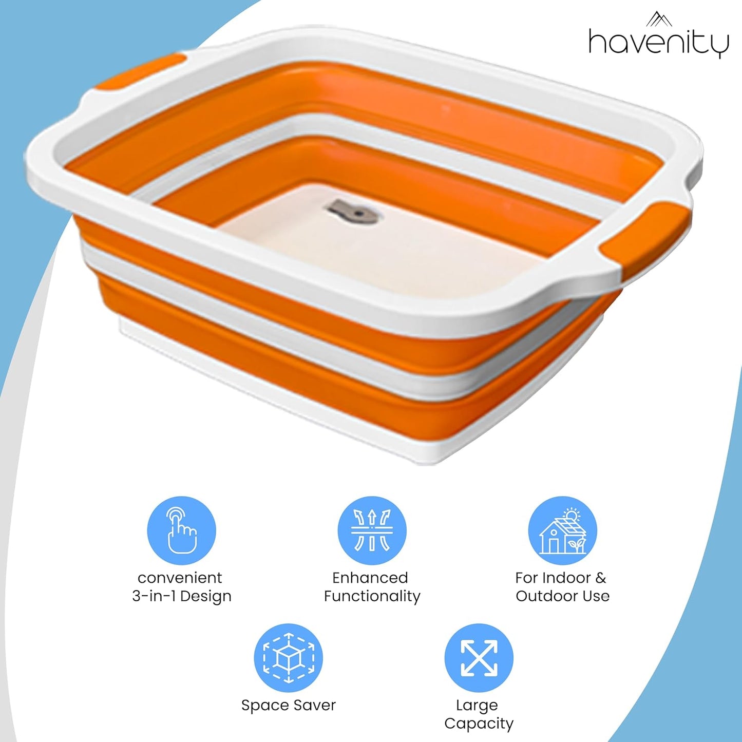 BBQ Prep Tub, 16L Multifunctional Camping Cutting Board with lid, Meat Prep Tub for Meal Prep Marinating Food, Marinating Container with Lid, Collapsible Food Storage Containers
