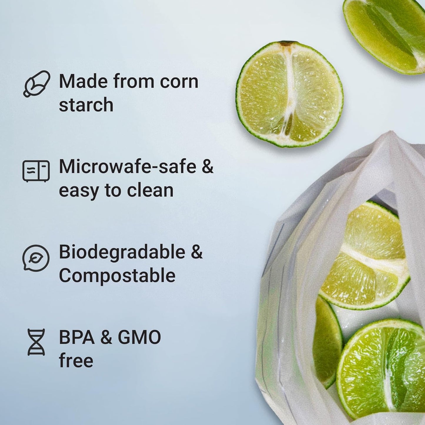 Vove Compostable Zip Bags | 30-Pack Quart Size (1L) | PLA PBAT Biodegradable Storage Bags | Certified Eco-Friendly Food Storage | Zero Waste Kitchen | Plastic-Free Sustainable Storage