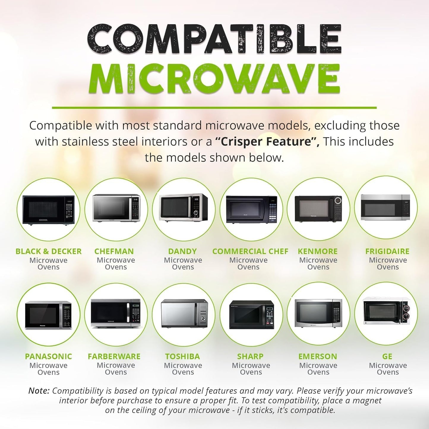 Magnetic Microwave Splatter Cover, Clear Microwave Cover for Food - Vented & Magnetic, 12-inch, Food Grade Plate Cover, BPA Free - Black