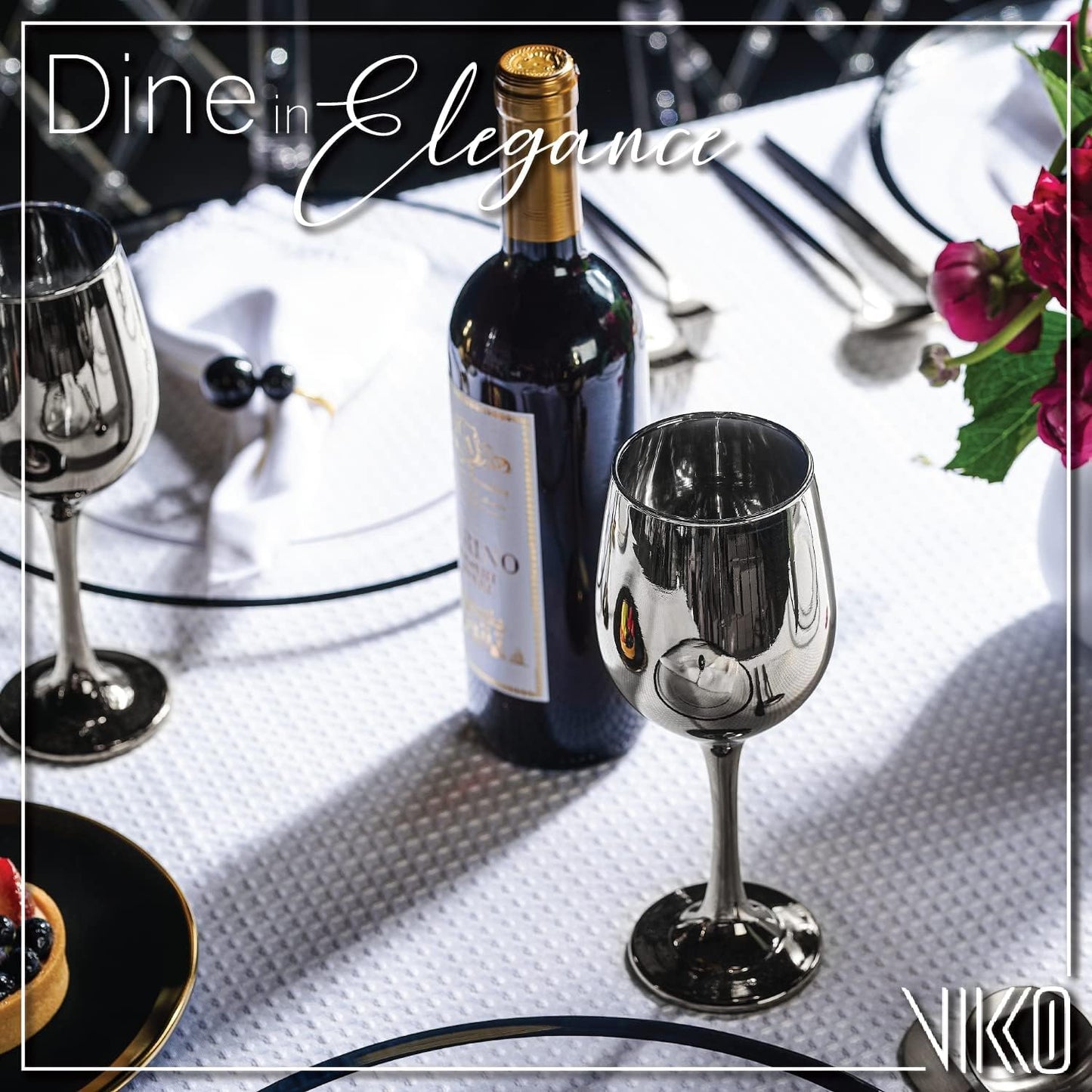 Vikko Décor Wine Glasse, 14 Oz Fancy Wine Glass With Stem For Red And White Wine, Thick And Durable Wine Glass, Dishwasher Safe, Great For Wine Tasting, Set Of 12