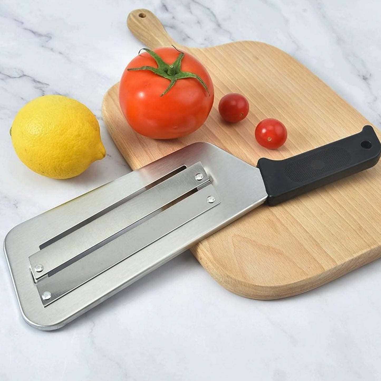 Dual Blade Julienne Cutter, Stainless Steel Shredder Slicer, Stainless Steel Cabbage Shredder for Coleslaw, Cabbage Slicer, Suitable for Vegetables and Fruits (Black+Red)