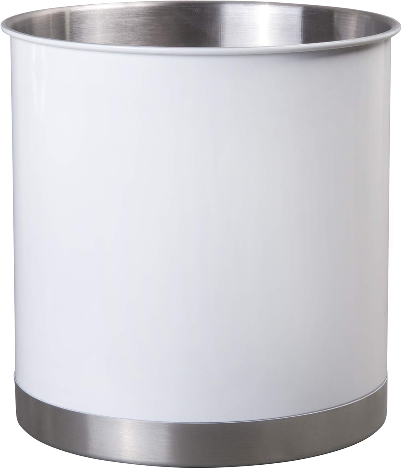 Creative Home Stainless Steel Utensil Holder– 7" Extra Large Cooking Tool Organizer for Kitchen Decor and Countertop Storage, Stable Anti-Tip Design, Durable Powder-Coated Finish, White
