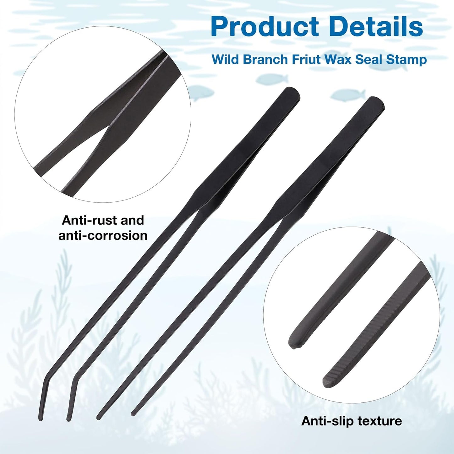 2Pcs Long Turkey Baster for Aquarium, with 2Pcs Feeding Long Tweezers Coral Feeder Kit for Aquarium Marine Fish Reef Aquatic Plant Spider Snake Lizard (Blue)