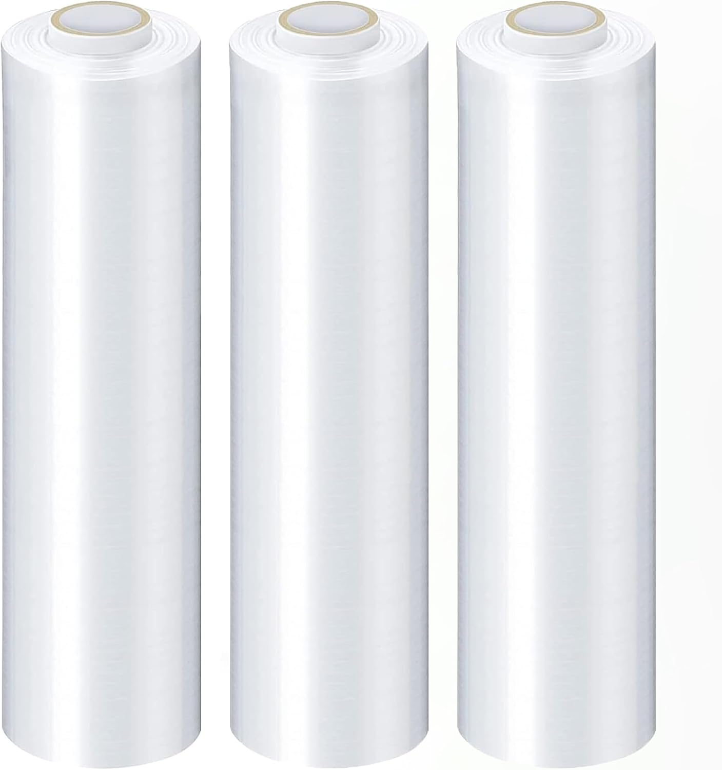 PSBM Stretch Wrap, 4 Pack, 18 Inch x 1500 Feet, 90 Gauge, Clear Plastic Cling, Cast Hand Stretch Film Rolls for Packaging Moving Packing Pallets
