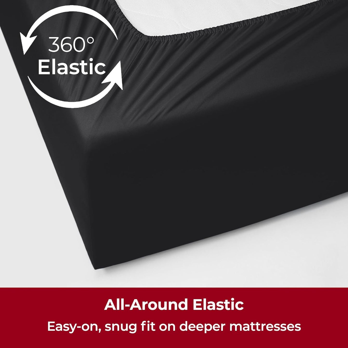 Mellanni Extra Deep King Sheets - 4 PC Iconic Collection Bedding - Hotel Luxury, Ultra Soft, Cooling Bed Sheets - Wrinkle, Fade, Stain Resistant (King, Black)