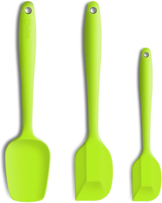 Silicone Spatula 3-piece Set, Ergonomic Handle High Heat-Resistant Spatulas, Non-stick Rubber Spatulas with Stainless Steel Core, Green