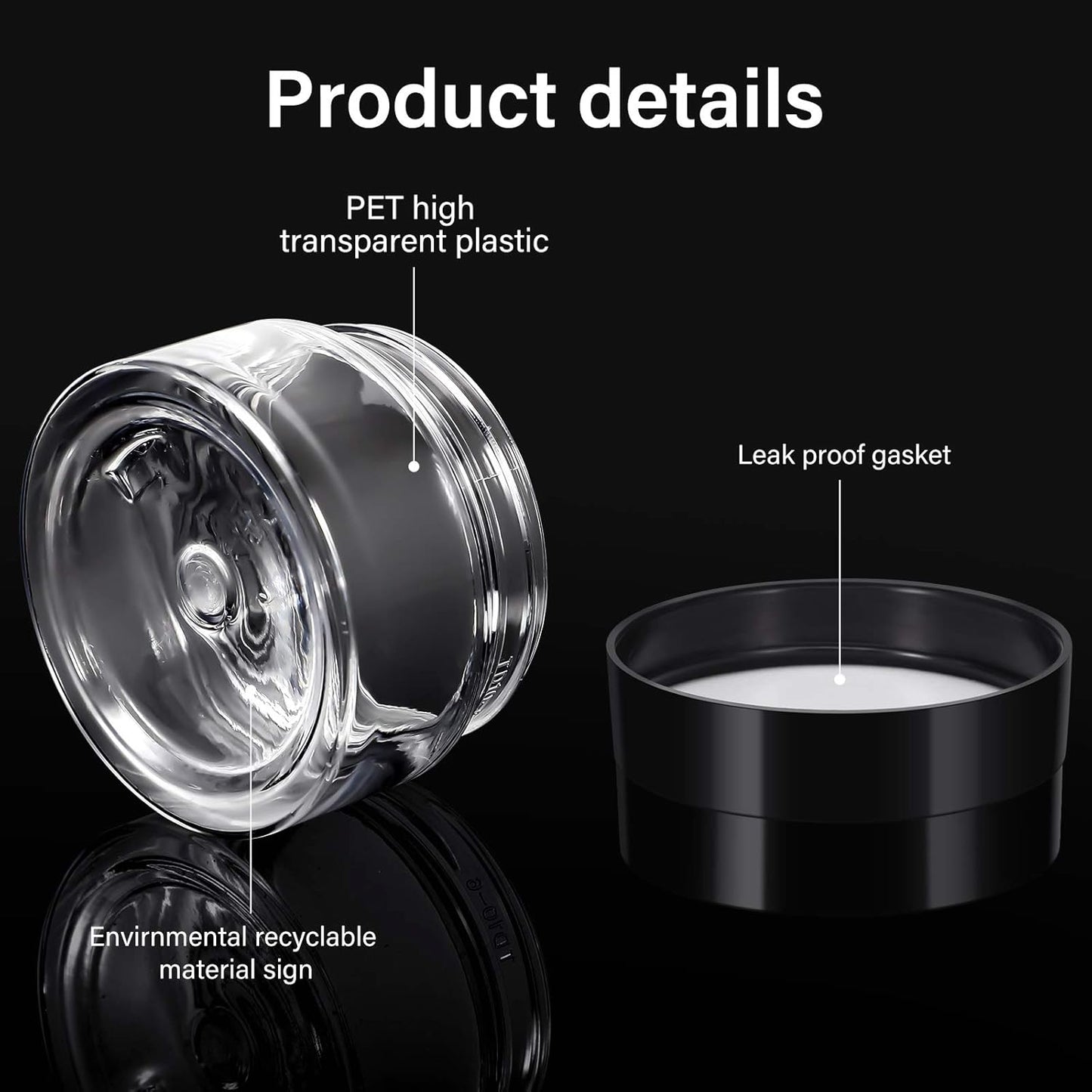 SATINIOR 6 Pack 3 oz Plastic Jars Containers with Lids Wide-mouth Refillable Leakproof Reusable Round Empty Jars for Travel Cosmetic Dry Food SpiceCandy Cookie Home Kitchen Organizing(Black)