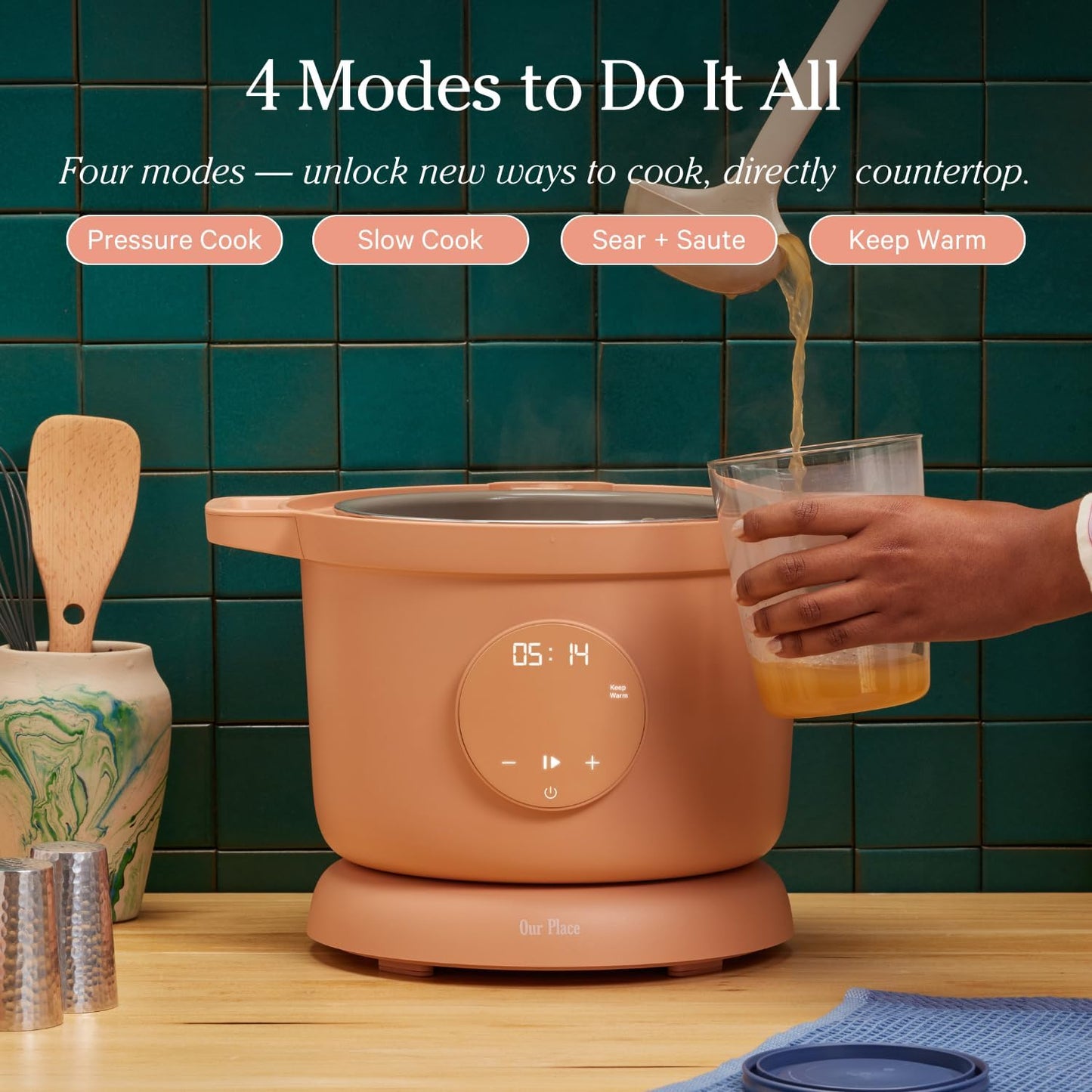 Our Place Dream Cooker | 6-quart Multicooker | 4 Versatile Modes | Pressure Cook, Slow Cook, Sear & Saute, Keep Warm | Hands-Free Steam Release | Tailored Control Panel | Spice