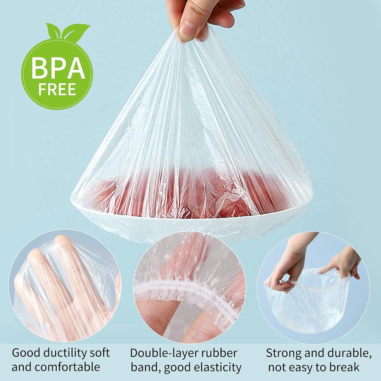 Homelove 50pcs Plastic Bowl Covers Food Cover Dish Covers, Reusable Elastic Stretch Fresh Keeping Bags, Kitchen Dining Plate Bread Proofing Food Storage Covers, Universal Kitchen Plastic Wrap