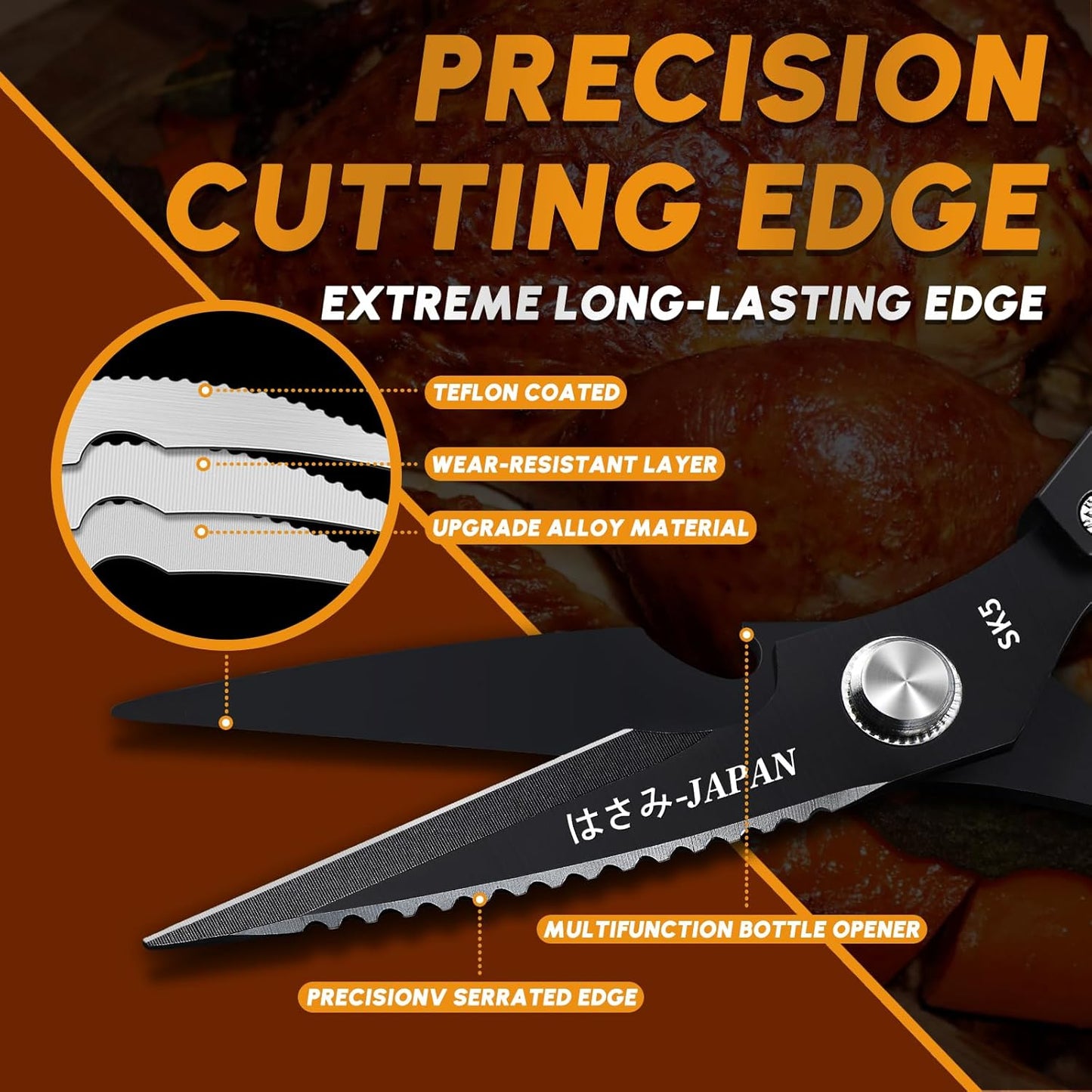 Huusk Kitchen Shears Set, Heavy Duty Poultry Shears, Japanese Kitchen Scissors for Meat, Chicken Bones, and Turkey