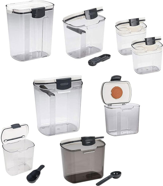 Progressive ProKeeper Baker's Airtight Kitchen Storage Canister Container Set for Flour, Sugar & More, Keeps Ingredients Fresh, with Accessories (Multicolor, 8- Piece)