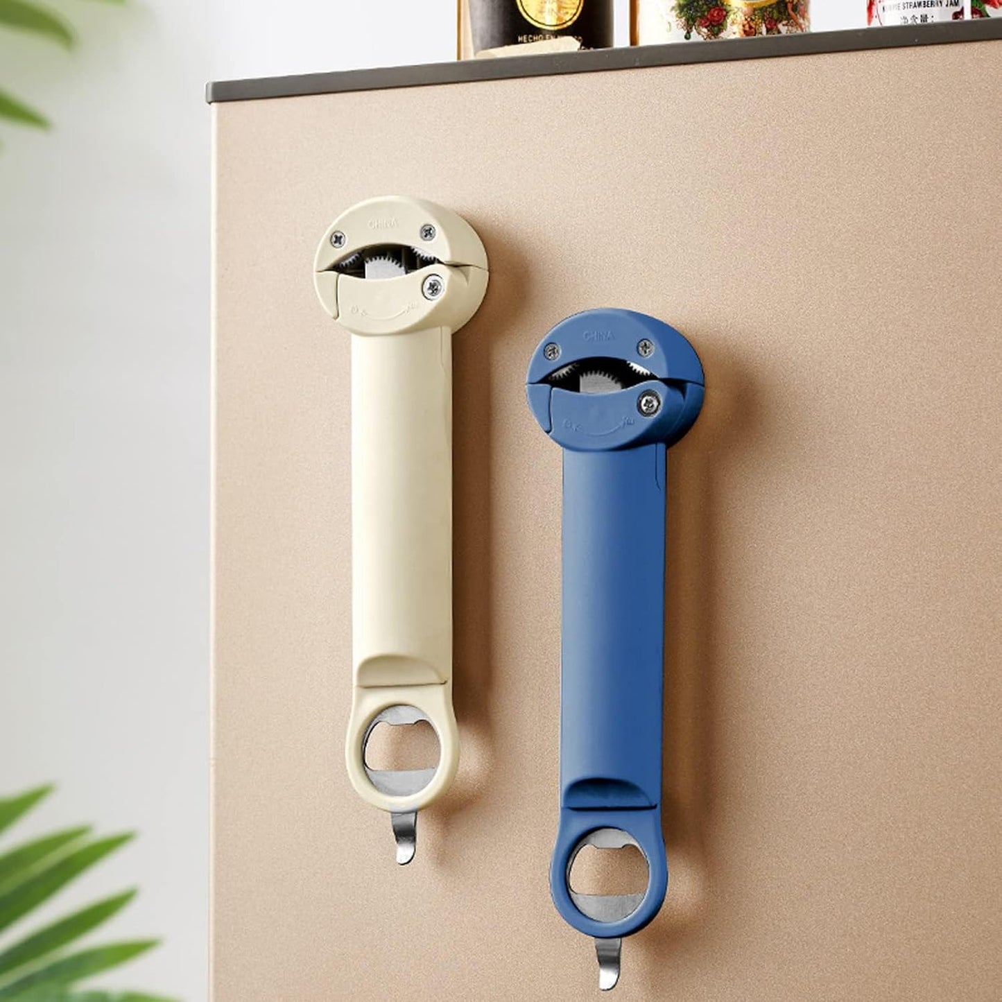 Multifunctional Retractable Bottle Opener - Adjustable Multifunctional Can Opener Jar Lid Gripper - 2024 New Jar Opener Bottle Opener for Weak Hands, Senior Arthritis (White)