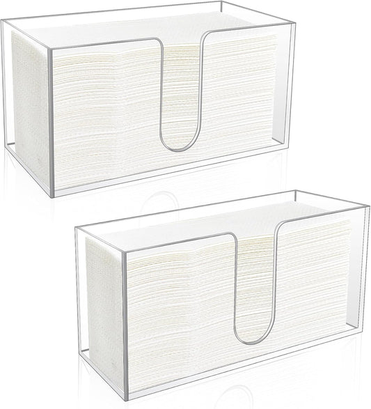 2Pack Acrylic Countertop Paper Towel Holder, Paper Towel Dispenser Countertop/Acrylic Napkin Holder(5mm Acrylic) C-fold or MultiFold Trifold Paper Towels for Bathroom, Kitchen,Restaurant (2)