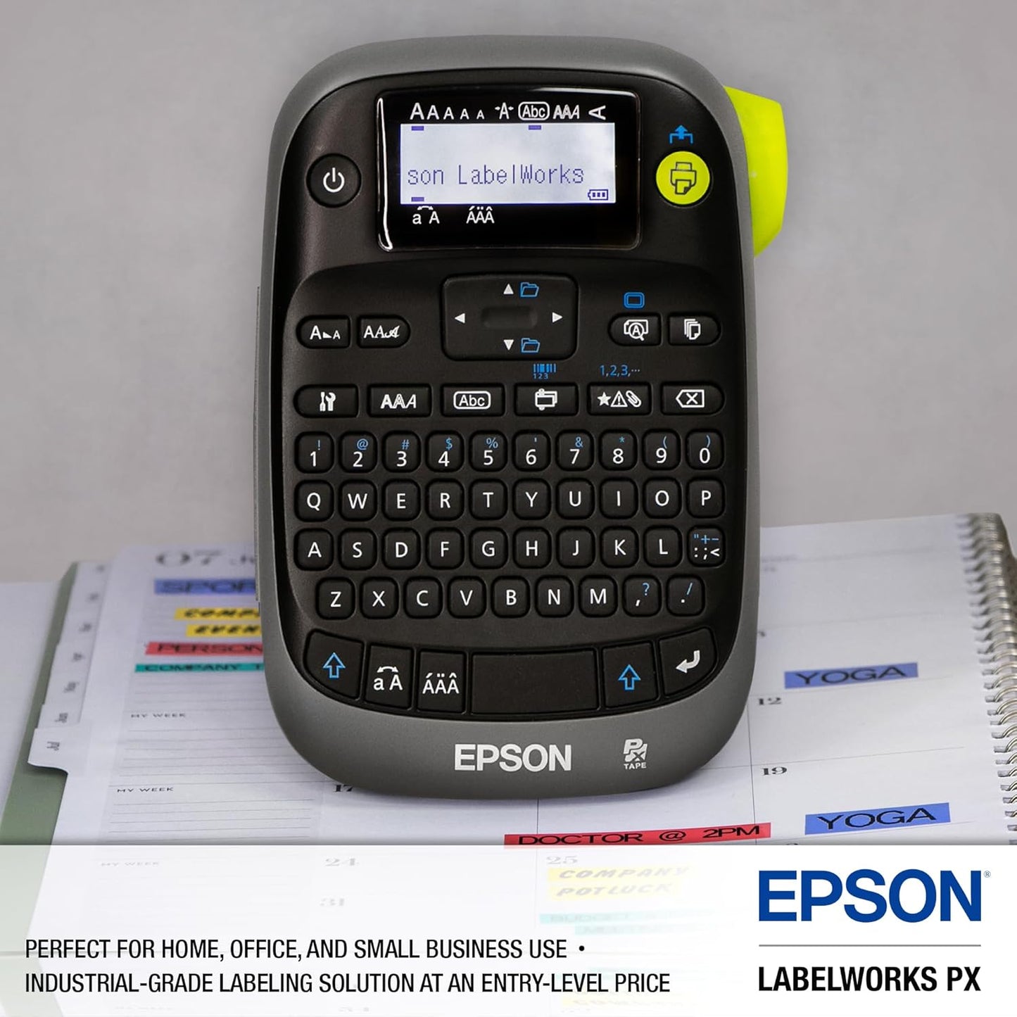 LABELWORKS Epson LW-PX300ADPT Industrial Label Maker for Office with Adapter – Sticker Labels, Magnetic Label Compatible, Only Uses 203 and 205 Shrink Tubes, Label Printer & Adapter