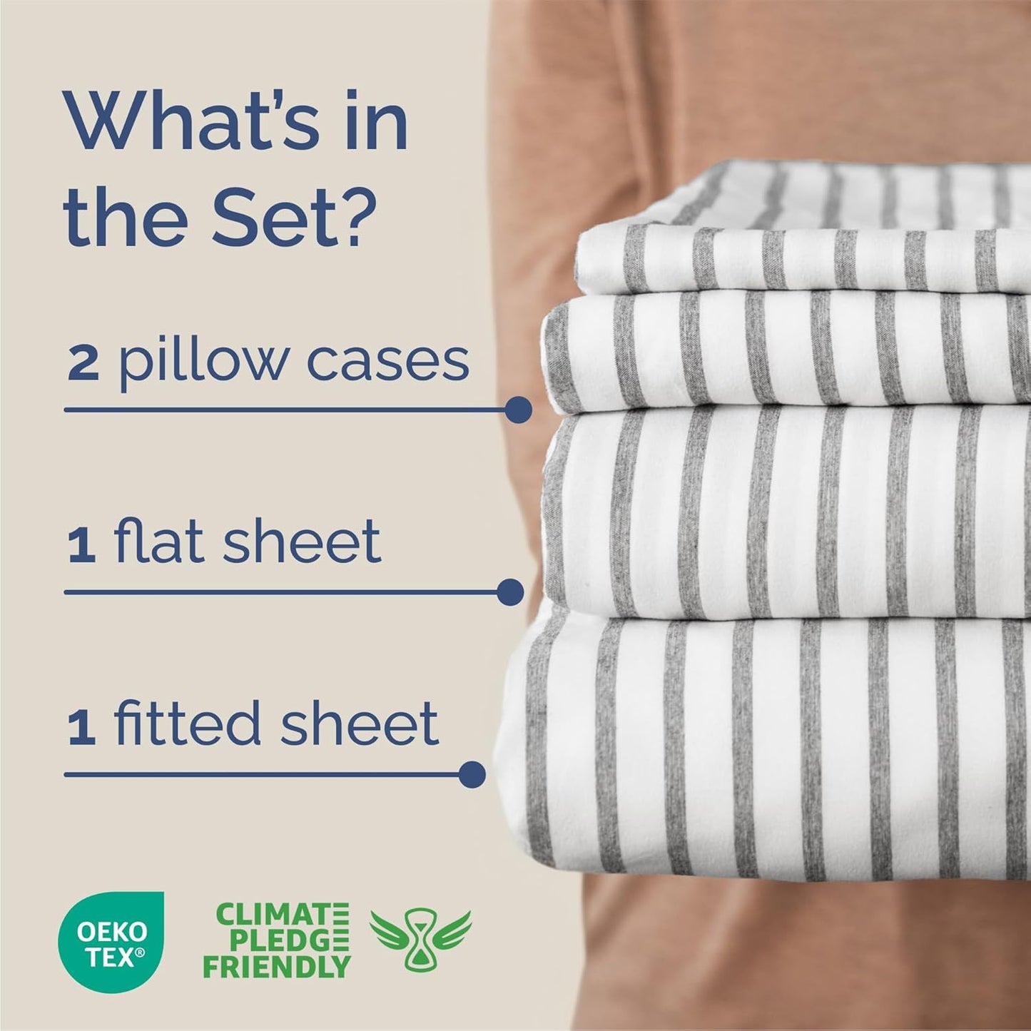 Queen Size 4 Piece Sheet Set - Comfy Breathable & Cooling Bed Sheets Set - Hotel Luxury Bedding for Women, Men, Kids, Teens, Boys & Girls - Deep Pockets, Soft, Wrinkle Free - Oeko-Tex - Grey Stripes 2