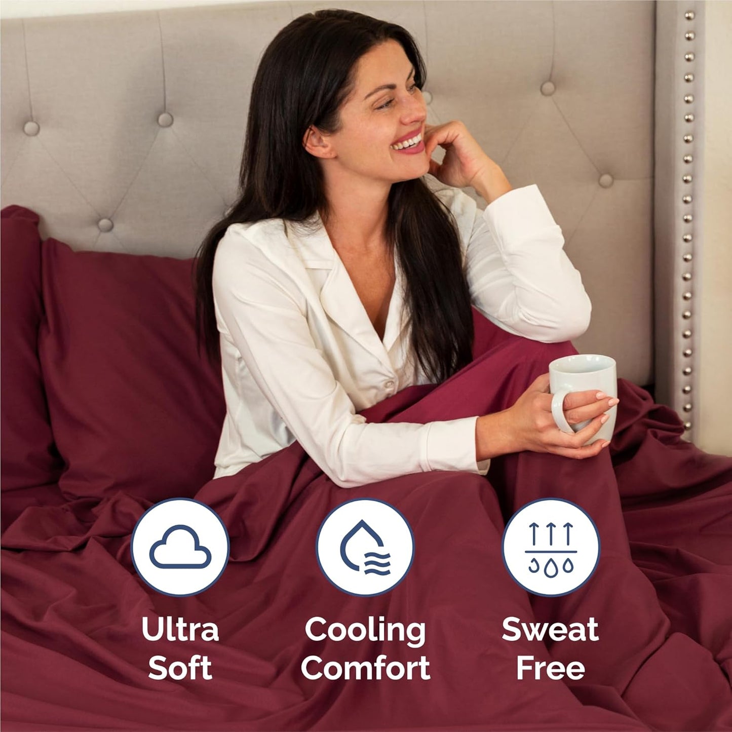 Split King Size 5 Piece Sheet Set - Comfy Breathable & Cooling Bed Sheets Set - Hotel Luxury Bedding for Women, Men, Kids, Teens, Boys & Girls - Deep Pockets, Soft, Wrinkle Free - Oeko-Tex - Burgundy