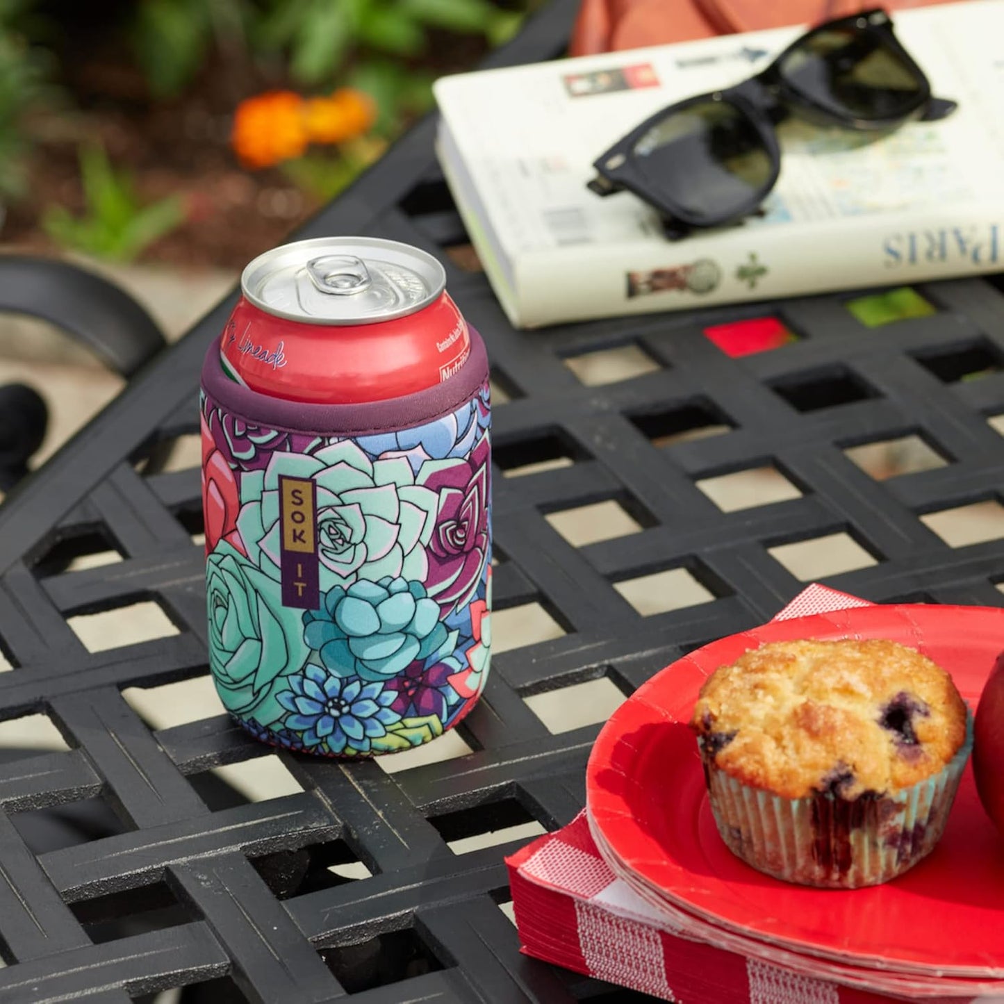 Sok It CanSok Sleeve for Beer & Soda Insulated Neoprene Cover (Patch Perfect, 12oz Slim Can Sleeve)