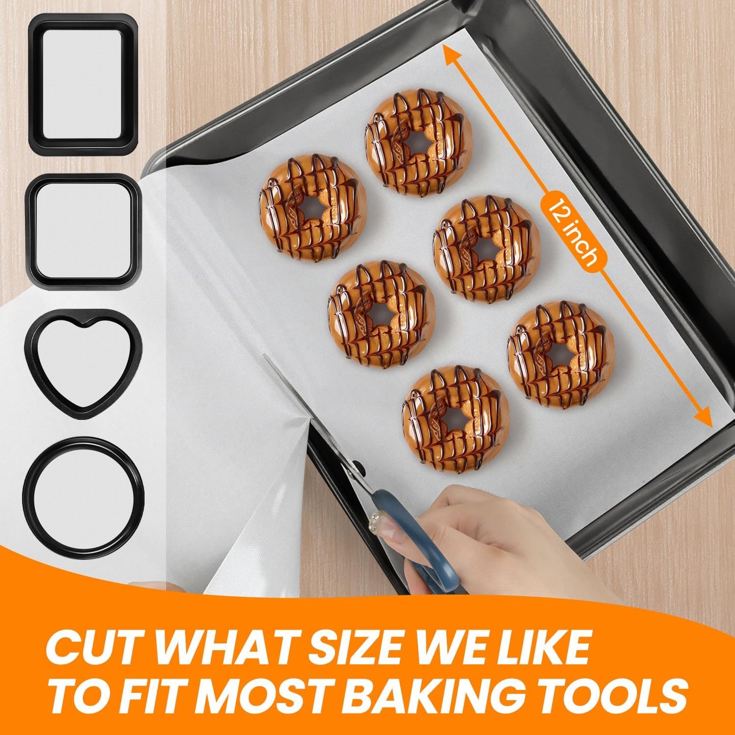 Silicone Baking Mat Roll -Non-Stick Dough Rolling Mat, Food Grade Pastry Baking Mat, Non-slip Silicone Kitchen Counter Mat, Reusable Air Fryer Mat, Washable Oil-Proof Refrigerator Liners