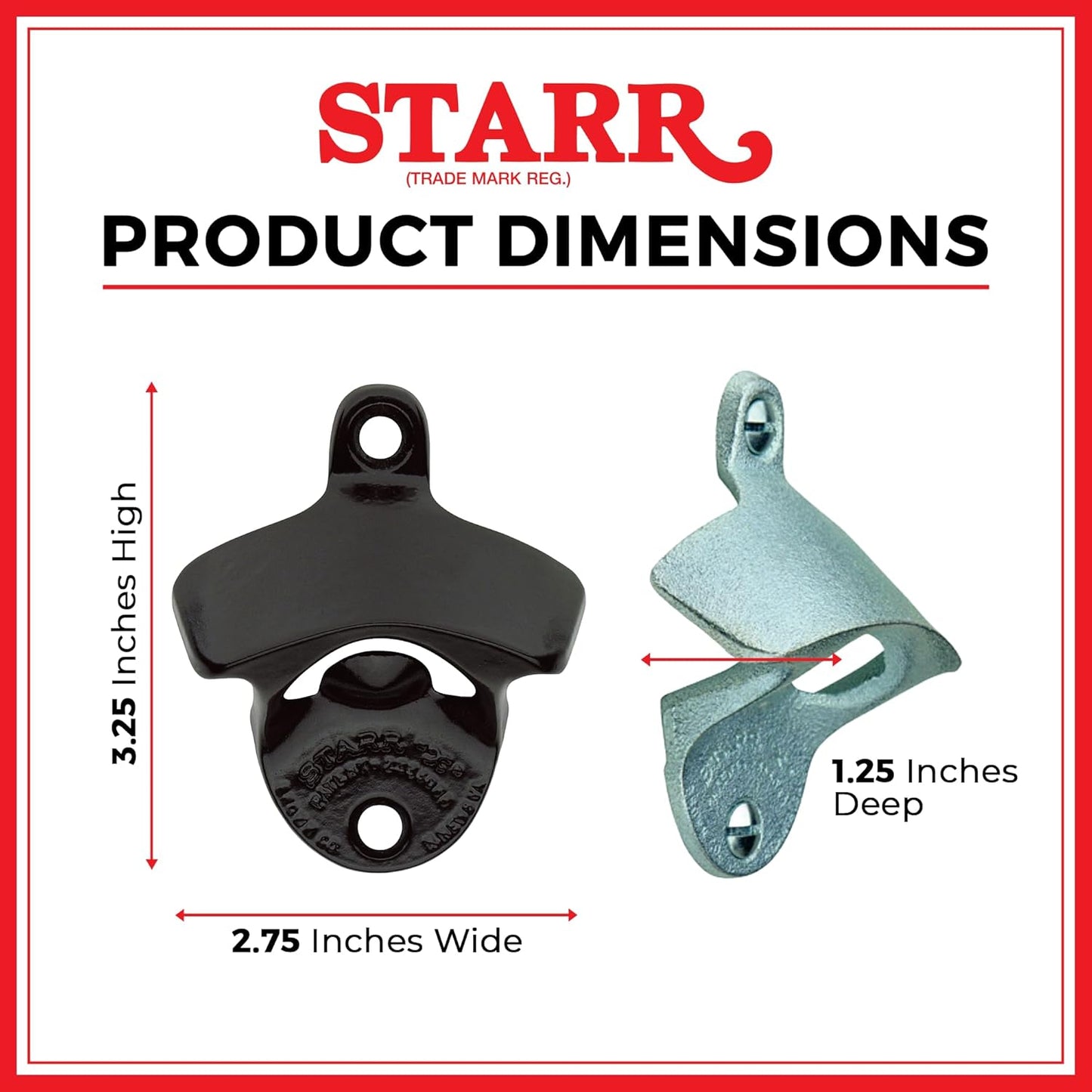 STARR "X" Ice Cold Beer Sold Here Bottle Opener | Heavy-Duty Bottle Opener Wall Mounted for Home Bar, Man Cave, and Patio | Easy Cap Removal, Red