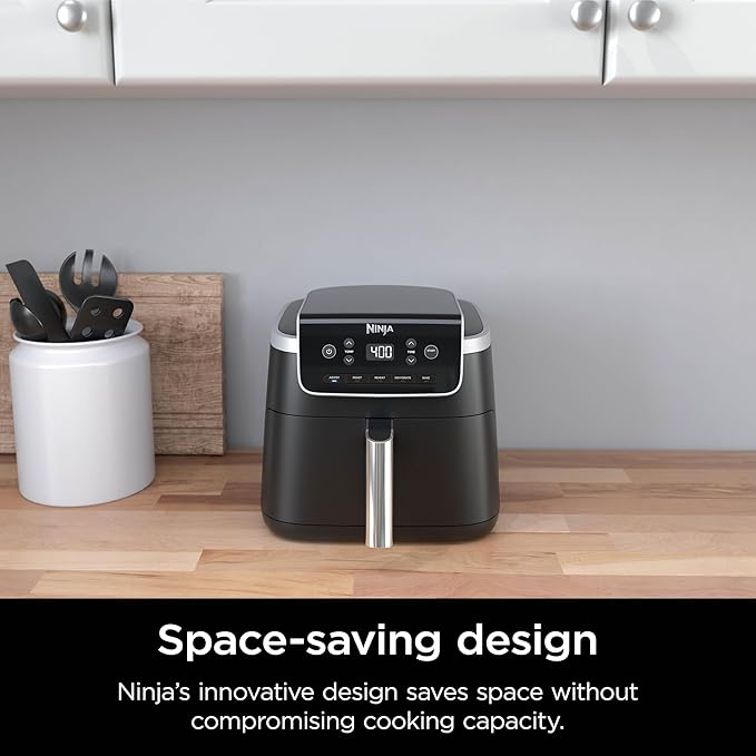 Ninja | Air Fryer | 5 QT Capacity | 5-in-1 Air Fry, Bake, Roast, Reheat, & Dehydrate | Air Crisp Technology | Nonstick Basket & Crisper Plate | Grey | AF142