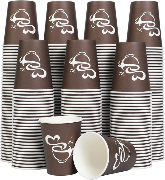 300 Count 12 oz Paper Coffee Cups, Disposable Drinking Cups for Hot or Cold Beverage, 12 ounce Brown Coffee Cups for Party, Business, Travel, Picnic