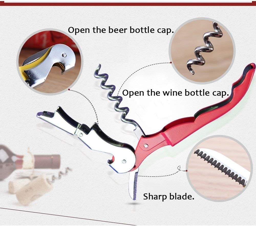RECUTMS 12 Packs Corkscrew Wine Opener Stainless Steel Fold Beer or Bottle Opener Serrated Foil Cutter,Perfect for Bars,Restaurants,Family,Company Party (12 Color)