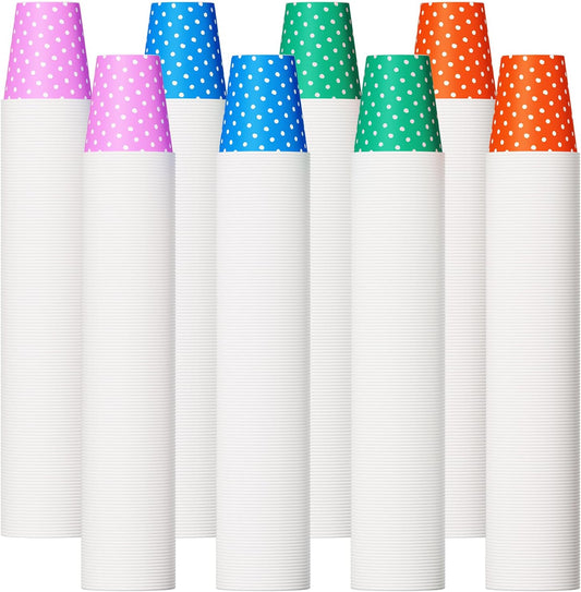1000 Pack 5oz Paper Cups, Multicolor Paper Disposable Cups, Small Mouthwash Cups, Cold Beverage Drinking Cup for Party, Travel and Event (Dots)