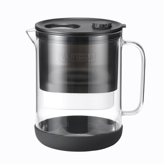 Waterdrop Glass Water Filter Pitcher with 1 Filter, Eco-Friendly, with NSF 53&42&372 Certified Filter, 7-Cup, Reduces PFOA/PFOS, Chlorine, Cadmium, Copper, Mercury, BPA Free, Easy to Clean, Black