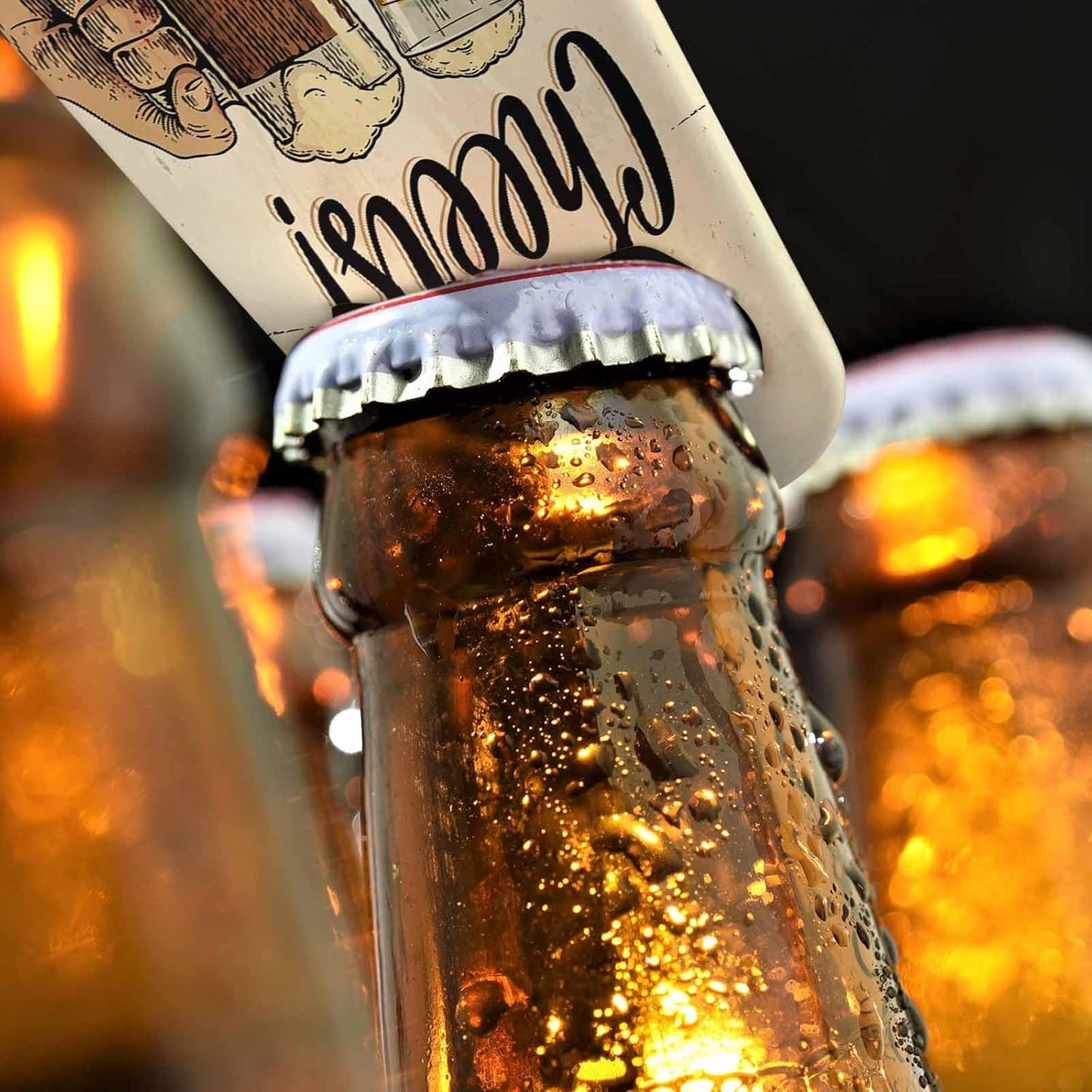 Stainless Steel Bottle Opener - Cheers Hand Holding Glass Beer Cup Celebration Full Liquid Drinks Happy Flat Beer Bottle Opener Keychain for Home Kitchen Bar Restaurant Party Birthday Gift