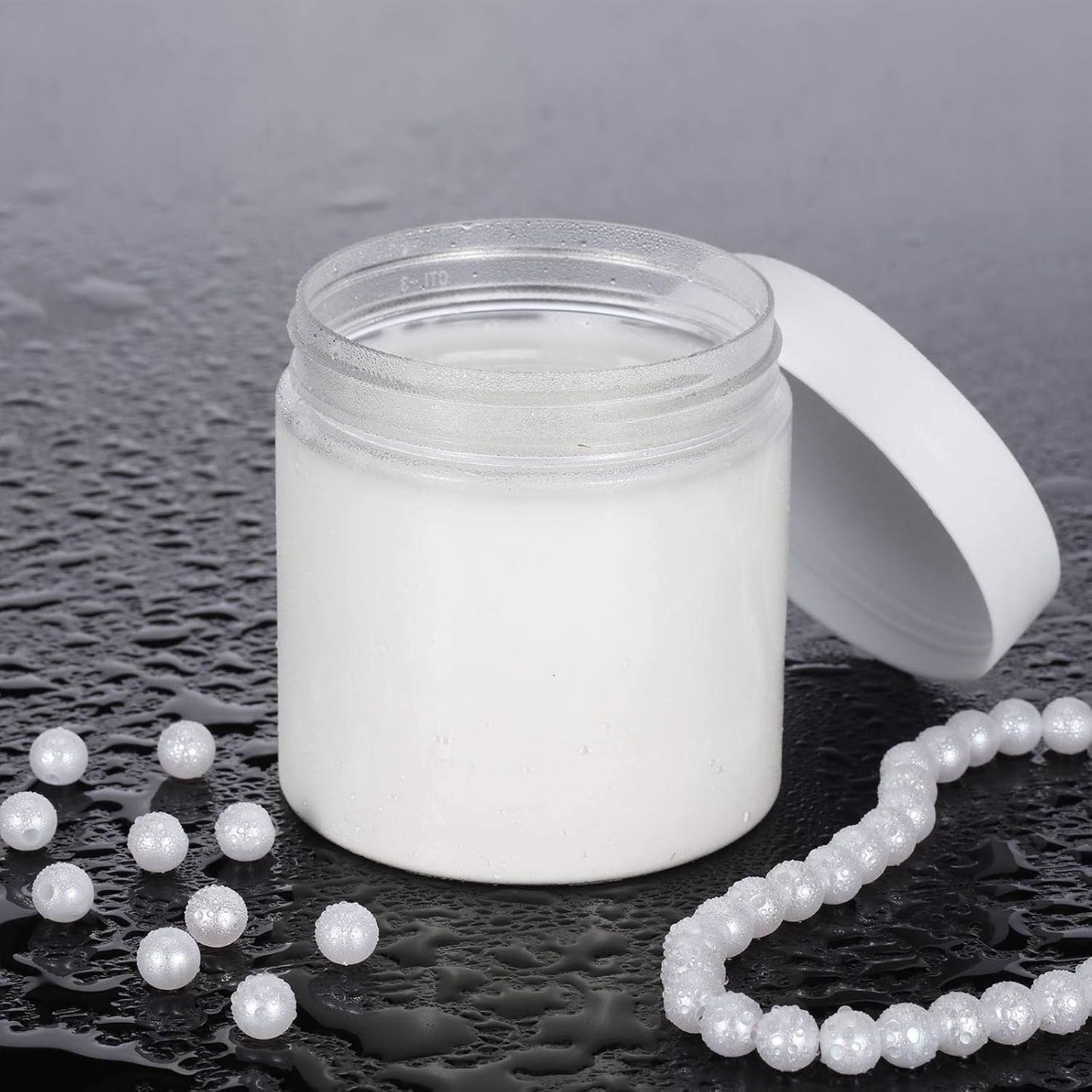 SATINIOR 6 Pack 8 oz Plastic Jars Containers with Lids Wide-mouth Refillable Leakproof Reusable Round Empty Jars for Travel Cosmetic Dry Food Spice Candy Cookie Home Kitchen Organizing(White)
