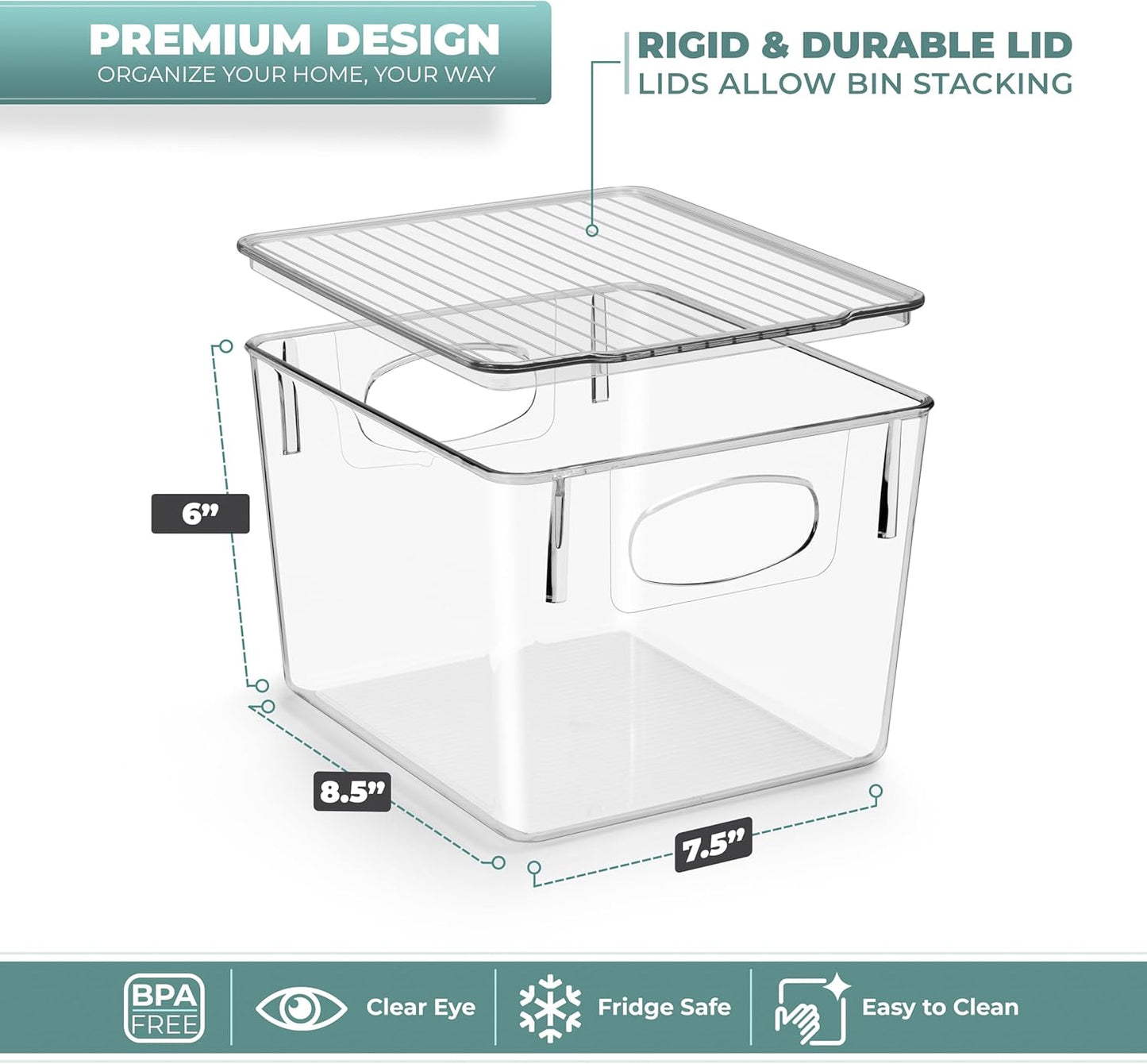 Sorbus Medium Clear Plastic Storage Bins with Lids, Clear Stackable Storage Bins, Clear Toy Storage Bins, Clothes, Medicine, Makeup, Closet, Art Supply, Bathroom, Shoe, Toy Storage Organizer (8 Pack)