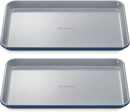 Caraway Non-Stick Ceramic Medium Baking Sheet - Naturally Slick Ceramic Coating - Non-Toxic, PTFE & PFOA Free - Perfect for Baking, Roasting, and More - Medium (15" x 10") - Navy